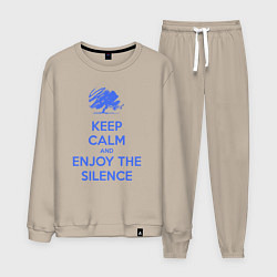 Костюм хлопковый мужской Keep calm and enjoy the silence, цвет: миндальный