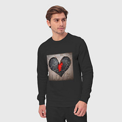 Костюм хлопковый мужской Трещина на сердце, цвет: черный — фото 2