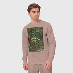 Костюм хлопковый мужской Леший-озорник в шляпе в лесу, цвет: пыльно-розовый — фото 2