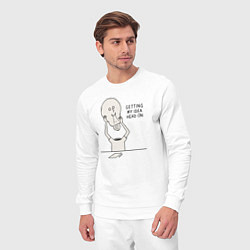 Костюм хлопковый мужской Getting my idea head on, цвет: белый — фото 2