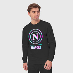 Костюм хлопковый мужской Napoli FC в стиле glitch, цвет: черный — фото 2