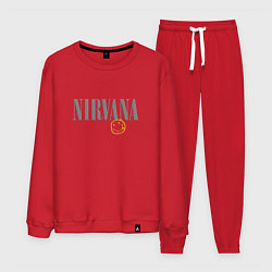 Костюм хлопковый мужской Nirvana logo smile, цвет: красный