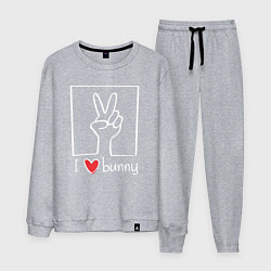 Костюм хлопковый мужской I love bunny, цвет: меланж