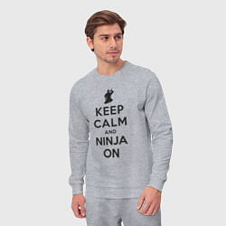 Костюм хлопковый мужской Keep calm and ninja on, цвет: меланж — фото 2