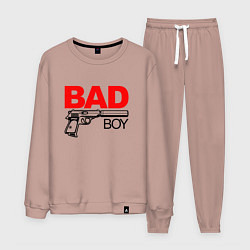 Костюм хлопковый мужской Bad boy with gun, цвет: пыльно-розовый