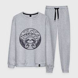 Костюм хлопковый мужской Ленивец турист с рюкзаком, цвет: меланж