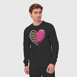 Костюм хлопковый мужской Сердце в груди, цвет: черный — фото 2