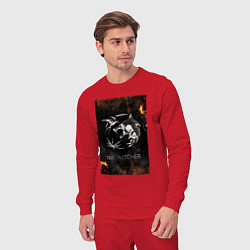 Костюм хлопковый мужской The Witcher - Logo, цвет: красный — фото 2