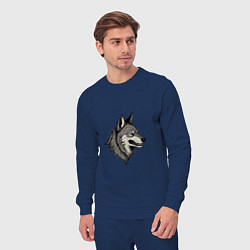 Костюм хлопковый мужской Рисунок волка, цвет: тёмно-синий — фото 2