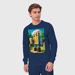 Костюм хлопковый мужской Beer dude - Minecraft ai art, цвет: тёмно-синий — фото 2