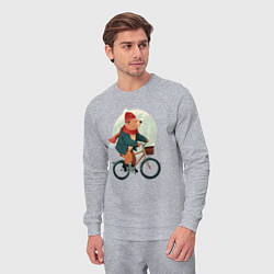 Костюм хлопковый мужской Медвежонок на велосипеде, цвет: меланж — фото 2