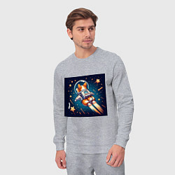 Костюм хлопковый мужской Реактивный корги в космосе, цвет: меланж — фото 2