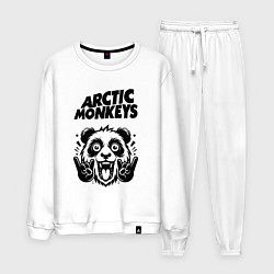 Костюм хлопковый мужской Arctic Monkeys - rock panda, цвет: белый