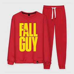 Костюм хлопковый мужской The fall guy logo, цвет: красный