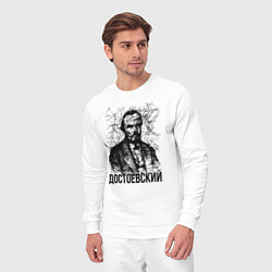 Костюм хлопковый мужской Достоевский лайнарт портрет, цвет: белый — фото 2