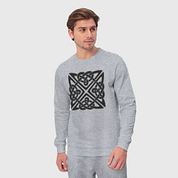 Костюм хлопковый мужской Квадратный кельтский черный узор, цвет: меланж — фото 2