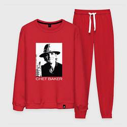 Костюм хлопковый мужской Chet Baker jazz legend, цвет: красный