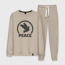 Костюм хлопковый мужской Peace bird, цвет: миндальный