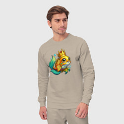 Костюм хлопковый мужской Золотая рыбка в короне, цвет: миндальный — фото 2