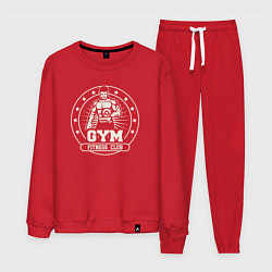 Костюм хлопковый мужской Gym fitness club, цвет: красный