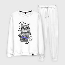 Костюм хлопковый мужской Depeche Mode - Depeche cat, цвет: белый