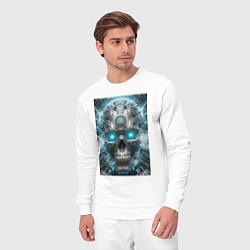Костюм хлопковый мужской Electrified cyber skull - ai art fantasy, цвет: белый — фото 2