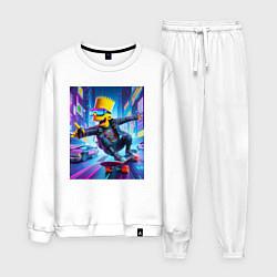 Мужской костюм Барт Симпсон на скейтборде - нейросеть