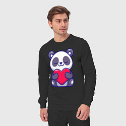 Костюм хлопковый мужской Панда и сердечко, цвет: черный — фото 2