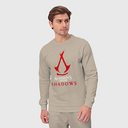 Костюм хлопковый мужской Assassins creed shadows logo, цвет: миндальный — фото 2