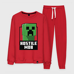 Костюм хлопковый мужской Minecraft hostile mob, цвет: красный