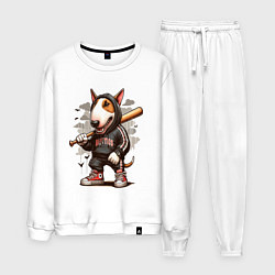 Костюм хлопковый мужской Bully with a baseball bat - ai art fantasy, цвет: белый