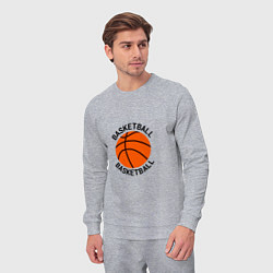 Костюм хлопковый мужской Эмблема баскетбольный мяч basketball, цвет: меланж — фото 2