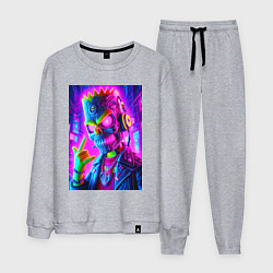 Костюм хлопковый мужской Cyber skeleton of Bart Simpson - neon glow, цвет: меланж