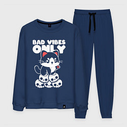 Костюм хлопковый мужской Bad vibes only, цвет: тёмно-синий