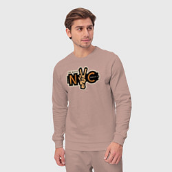 Костюм хлопковый мужской NYC peace, цвет: пыльно-розовый — фото 2