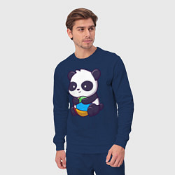 Костюм хлопковый мужской Панда с мячом, цвет: тёмно-синий — фото 2