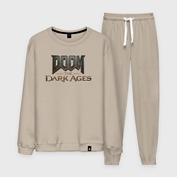 Костюм хлопковый мужской Doom the dark ages logo, цвет: миндальный
