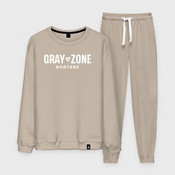 Костюм хлопковый мужской Gray zone warfare logo, цвет: миндальный