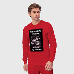 Костюм хлопковый мужской Human by chance, alpha by choice, цвет: красный — фото 2