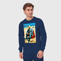 Костюм хлопковый мужской Великий вождь Ленин на пляже - Биарриц, цвет: тёмно-синий — фото 2