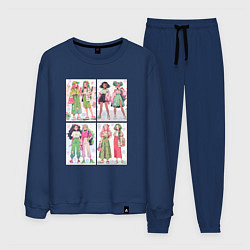 Костюм хлопковый мужской Девчонки - модницы набор открыток, цвет: тёмно-синий