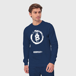 Костюм хлопковый мужской Биткоин белый - криптовалюта, цвет: тёмно-синий — фото 2