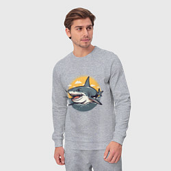 Костюм хлопковый мужской Акула в кругу, цвет: меланж — фото 2