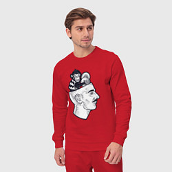 Костюм хлопковый мужской Обезьяна в голове, цвет: красный — фото 2