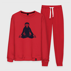 Костюм хлопковый мужской Yoga monkey, цвет: красный