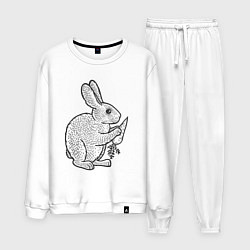 Костюм хлопковый мужской Зайчик и морковка, цвет: белый