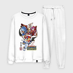 Костюм хлопковый мужской Samurai pizza cats, цвет: белый