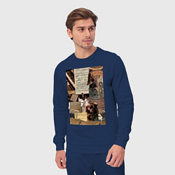 Костюм хлопковый мужской Музыка коллаж ноты, цвет: тёмно-синий — фото 2