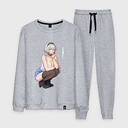 Костюм хлопковый мужской Современная 2b - Nier automata, цвет: меланж