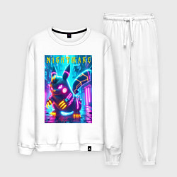 Костюм хлопковый мужской Ужасный Пикачу - ночной кошмар, цвет: белый